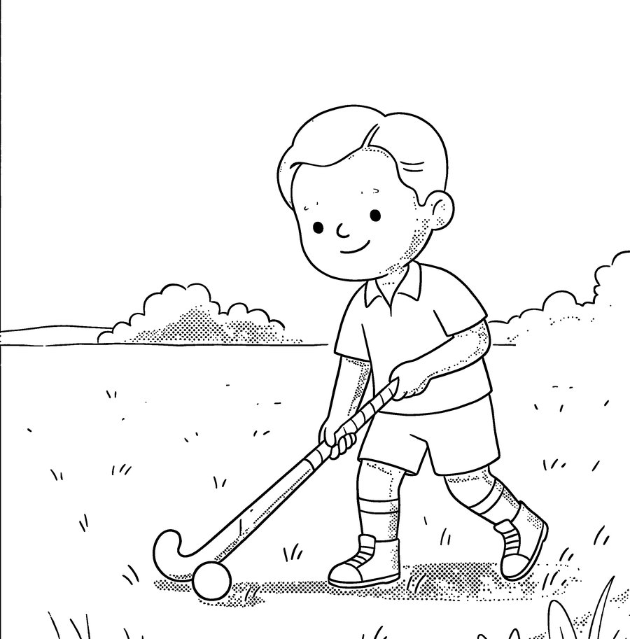 Colouring page from Dhyan Chand: Practising by moonlight