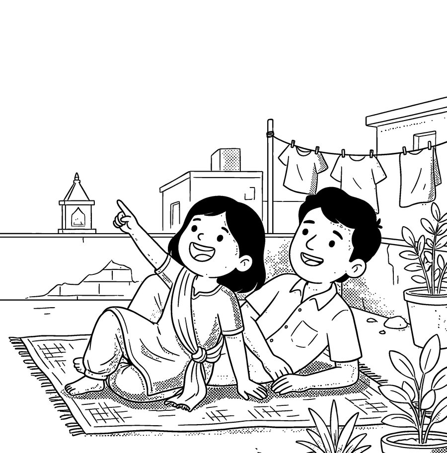 Colouring page from Kalpana Chawla: Counting the stars